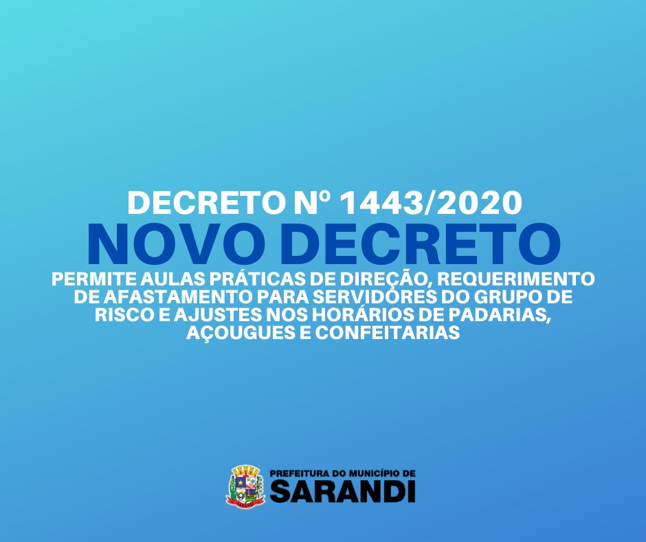 Decreto Municipal de Sarandi autoriza aulas práticas de direção entre outras medidas 